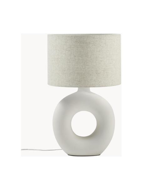 Lampada da tavolo grande in ceramica Gisella, Paralume: misto lino, Beige chiaro, Ø 35 x Alt. 55 cm