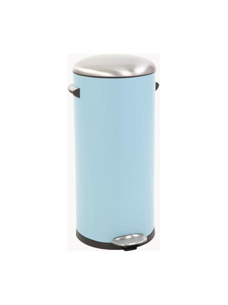 Pattumiera con funzione a pedale Belle Deluxe, Contenitore: acciaio rivestito, Azzurro, argentato, Ø 29 x Alt. 69 cm, 30 L