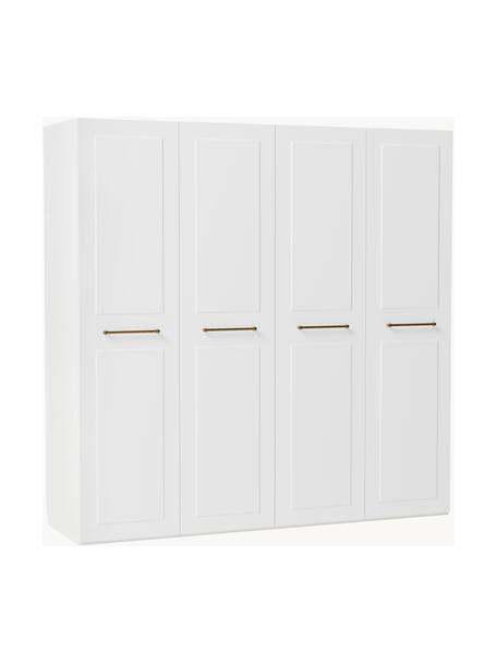 Modularer Drehtürenschrank Charlotte, 200 cm Breite, mehrere Varianten, Korpus: Spanplatte, melaminbeschi, Griffe: Messing Dieses Produkt wi, Weiß, Basic Interior, B 200 x H 200 cm