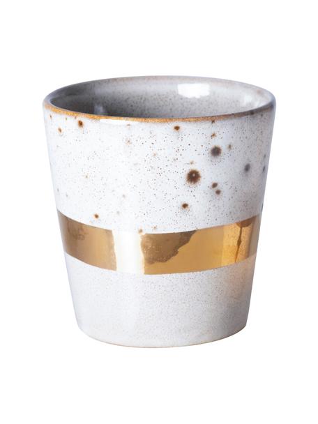 Mug artisanal avec bord doré 70's, Grès cérame, Blanc, couleur dorée, Ø 8 x haut. 8 cm, 180 ml