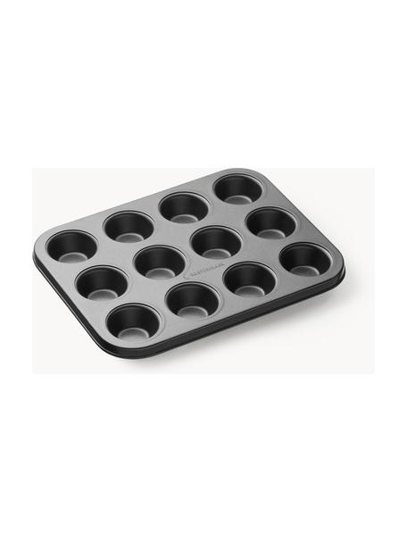 Molde muffins antiadherente MasterClass, Acero con revestimiento antiadherente, Negro, An 26 x Al 2 cm