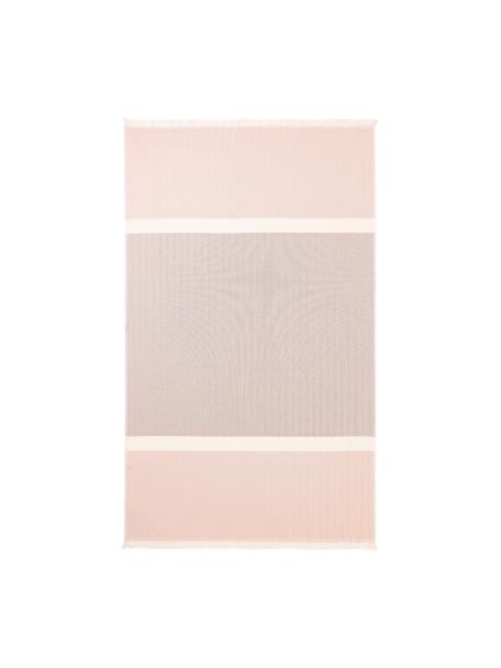 Hamamdoek Indra met decoratieve franjes, Roze, beige, B 100 x L 180 cm
