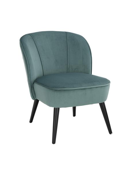 Poltrona in velluto Lucky, Rivestimento: velluto (poliestere) 30.0, Piedini: legno di caucciù vernicia, Velluto blu verde, Larg. 59 x Prof. 68 cm