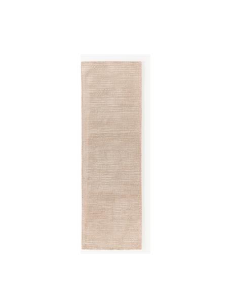 Flauschiger Hochflor-Läufer Wes mit Hoch-Tief-Struktur, handgewebt, 100 % Polyester, GRS-zertifiziert, Beige, B 80 x L 250 cm