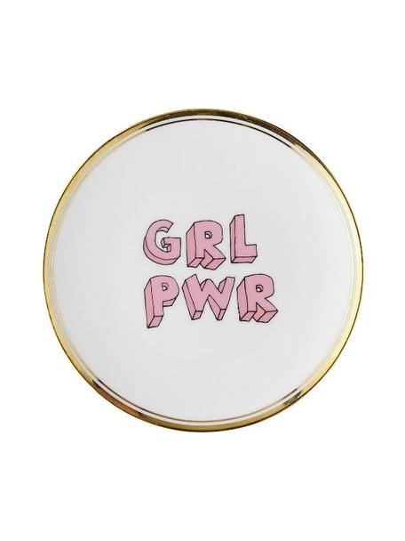 Piatto colazione in porcellana con scritta Grl Pwr, Porcellana, GRL PWR, Ø 17 cm
