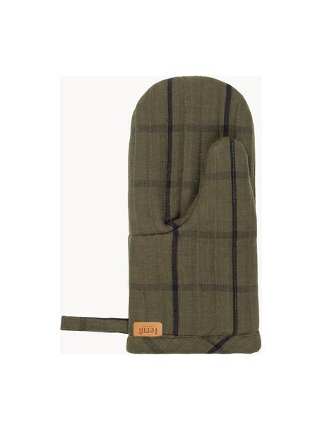 Gant de four Hale, Vert olive, noir, larg. 14 x long. 28 cm