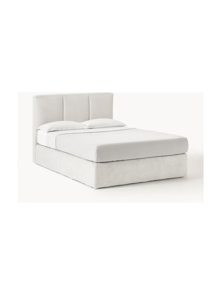 Boxspringbett Oberon, Matratze: 5-Zonen-Taschenfederkern, Webstoff Hellbeige, B 140 x L 200 cm, Härtegrad H3