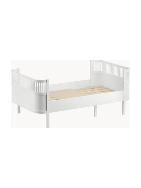 Letto allungabile in legno Junior Grow 90 x 160/200 cm, Legno di betulla laccato con vernice senza COV, Legno di betulla laccato bianco, Larg. 90 x Lung. 160/200 cm