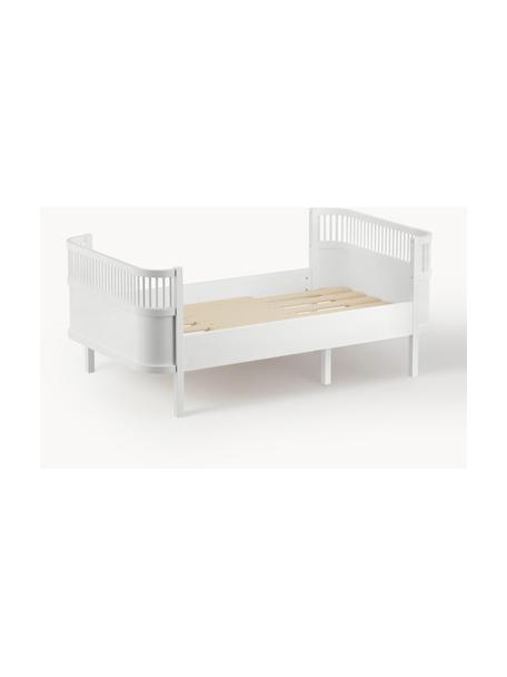 Letto allungabile in legno Junior Grow 90 x 160/200 cm, Legno di betulla laccato con vernice senza COV, Legno di betulla laccato bianco, Larg. 90 x Lung. 160/200 cm