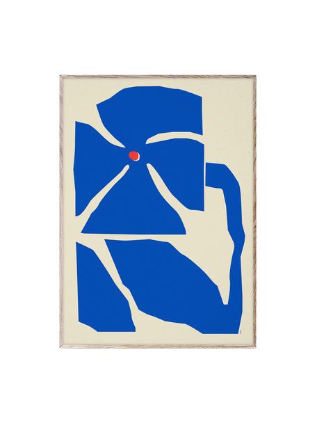 Poster Flores Nocturnas 02, Cartoncino opaco da 210 g firmato Hahnemühle, stampa digitale con 10 colori resistenti ai raggi UV, Beige, blu, Larg. 30 x Alt. 40 cm