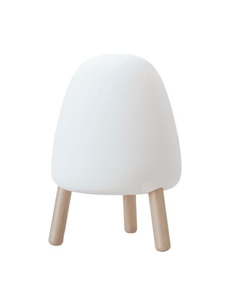 Lámpara para exterior regulable Rocket, portátil, Pantalla: polietileno, Patas: madera de haya, Blanco, madera de haya, Ø 14 x Al 20 cm