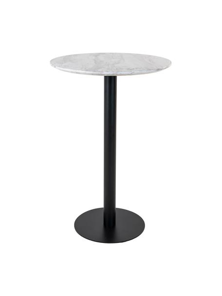 Okrúhly stôl s jednou nohou Bolzano, Biela, mramorový vzhľad, čierna, Ø 70 x V 105 cm