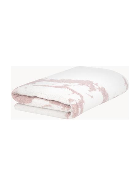 Handdoek Malin met marmeren print, Lichtroze, wit, Gastendoekje, B 30 x L 50 cm, 2 stuks