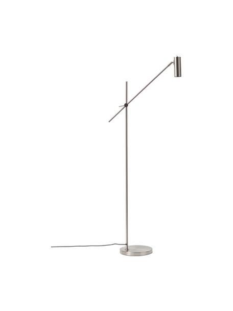 Moderne leeslamp Cassandra in zilverkleur, Lampenkap: gegalvaniseerd metaal, Lampvoet: gegalvaniseerd metaal, Geborsteld zilverkleurig, B 75 cm x H 152 cm