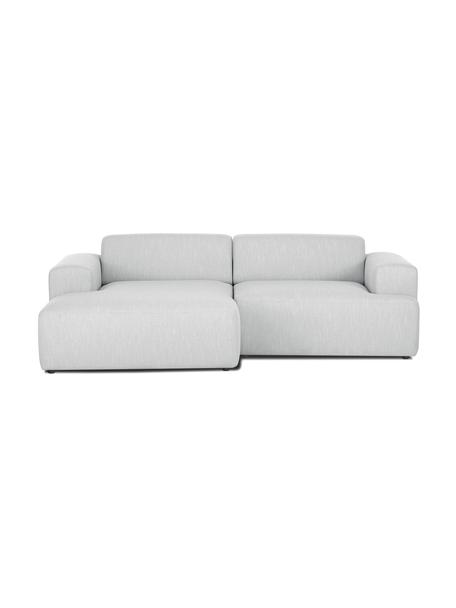 Divano angolare 3 posti Melva, Rivestimento: 100% poliestre Il rivesti, Struttura: pino massiccio, certifica, Tessuto grigio chiaro, Larg. 239 x Prof. 143 cm, chaise-longue a sinistra