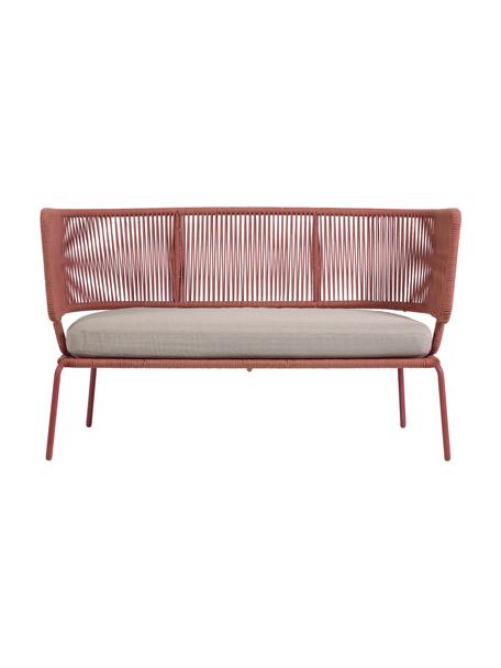 Canapé de jardin 2 places corde tressée Nadin, Vieux rose, larg. 135 x prof. 65 cm