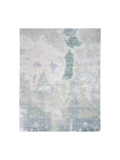 Handgewebter Viskose-Teppich Silk Shadows, 75 % Viskose, 25 % neuseeländische Wolle, Blautöne, Grautöne, B 120 x L 180 cm (Größe S)