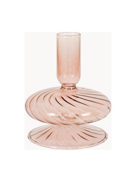 Mondgeblazen kandelaar Flamenco, Mondgeblazen glas, Abrikooskleurig, Ø 9 x H 12 cm
