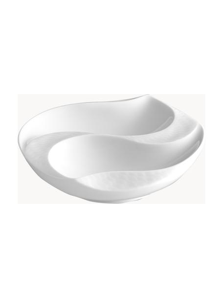 Ručne vyrobená servírovacia misa z porcelánu Wellenspiel Relief, Porcelán, Biela, Ø 13 cm