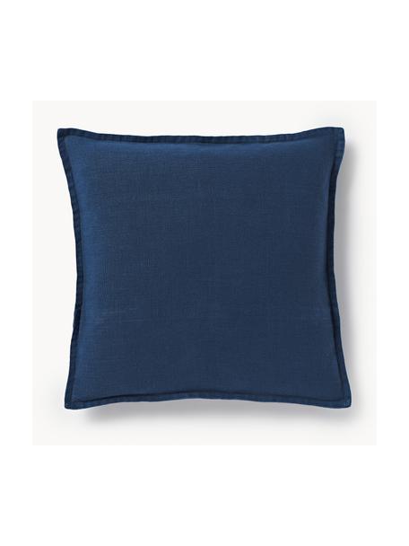 Leinen-Kissenhülle Lanya, 100% Leinen, Dunkelblau, B 40 x L 40 cm