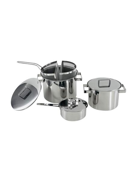 Set pentole in acciaio inox  Design Plus 7 pz, Acciaio inossidabile 18/10, Argentato, Set in varie misure