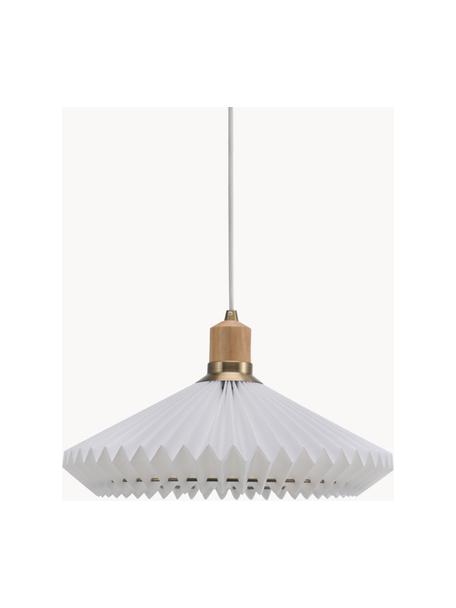 Lampada a sospensione Paris, Ø 40 cm, Paralume: fibra sintetica, Decorazione: legno di quercia, metallo, Bianco, Larg. 40 x Alt. 22 cm