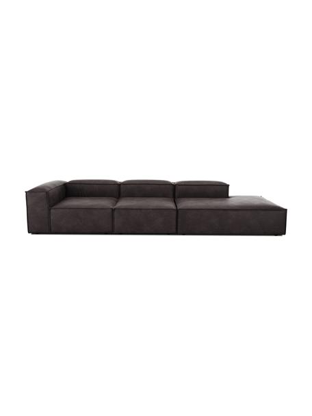 Modulární šezlong XL z recyklované kůže Lennon, Hnědošedá, Š 357 cm, H 119 cm, opěradlo na levé straně