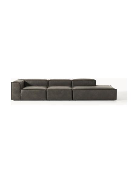 Modulaire XL chaise longue Lennon van gerecycled leer, Bekleding: gerecycled leer (70% leer, Frame: massief hout, multiplex, Poten: kunststof Dit product is , Leer taupe, B 357 x D 119 cm, armleuning links