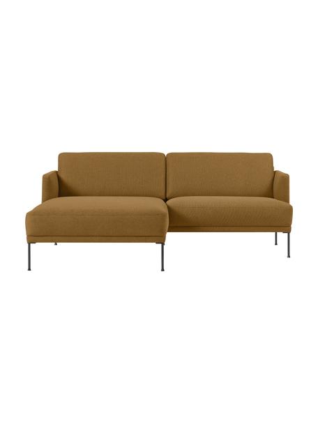 Malá rohová pohovka s kovovými nohami Fluente, Hořčičná žlutá, Š 198 cm, H 152 cm, levé rohové provedení