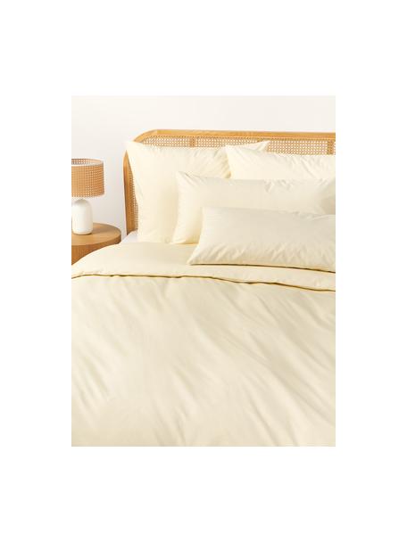 Housse de couette en percale de coton Elsie, Jaune pâle, larg. 240 x long. 220 cm