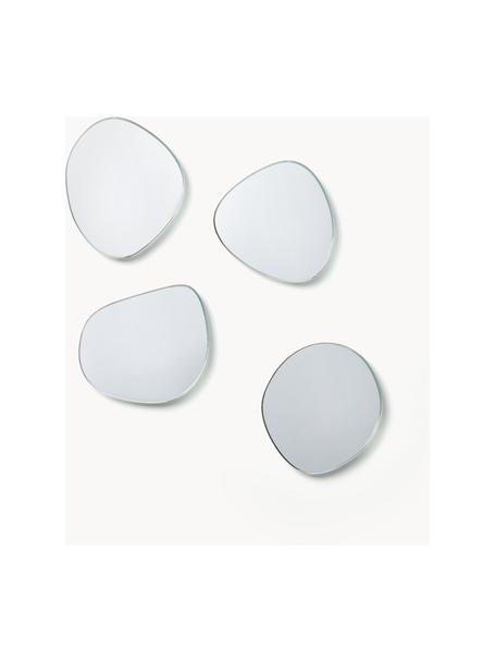 Asymmetrische onderzetters Lio, set van 4, Glas, Zilverkleurig, gespiegeld, B 11 x L 11 cm