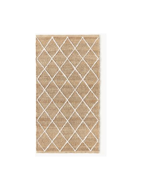 Ručně tkaný jutový koberec Kunu, 100 % juta, Hnědá, bílá, Š 80 cm, D 150 cm (velikost XS)