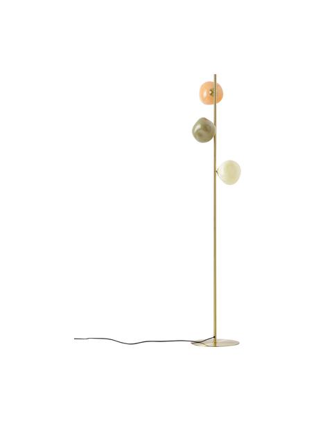 Lámpara de pie de vidrio opalino Josie, Estructura: metal cepillado, Cable: cubierto en tela, Multicolor, Ø 28 x Al 155 cm