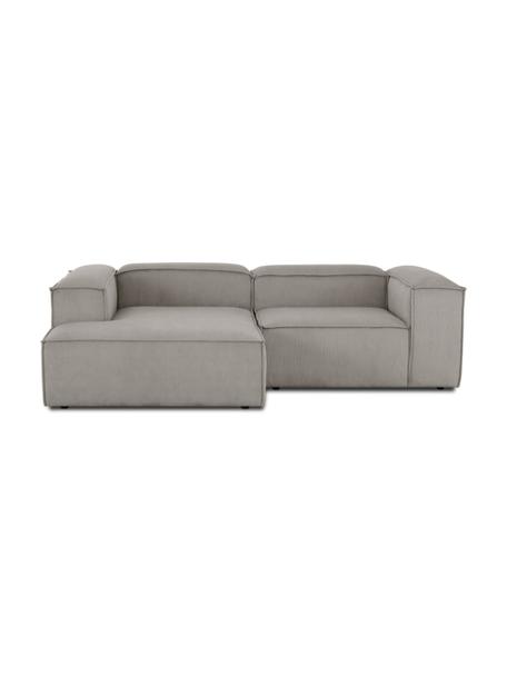 Narożna sofa modułowa ze sztruksu Lennon, Tapicerka: sztruks (92% poliester, 8, Stelaż: lite drewno sosnowe z cer, Nogi: tworzywo sztuczne Materia, Szary sztruks, S 238 x G 180 cm, lewostronna