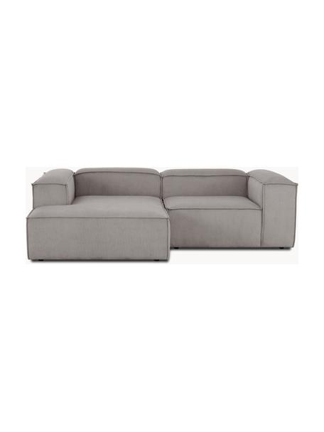 Modulares Ecksofa Lennon aus Cord, Bezug: Cord (92 % Polyester, 8 %, Gestell: Massives Kiefernholz, Spe, Füße: Kunststoff Dieses Produkt, Cord Grau, B 238 x T 180 cm, Eckteil links