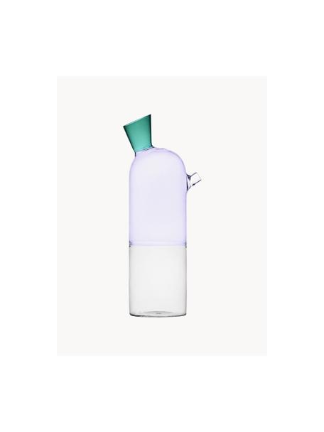 Handgefertigte Karaffe Travasi, 900 ml, Borosilikatglas, Hellrosa, Transparent, Hellblau, 900 ml