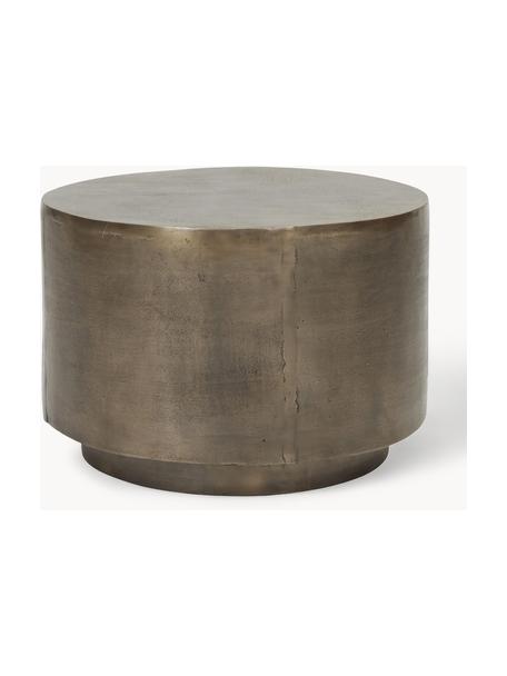 Table basse ronde façade nervurée Rota, Aluminium, enduit, MDF (panneau en fibres de bois à densité moyenne), Couleur laitonnée, Ø 50 cm