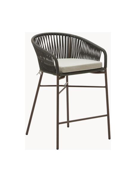 Tabourets de bar de jardin Yanet, 2 pièces, Tissu beige clair, vert olive, larg. 55 x haut. 85 cm