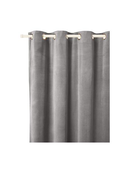 Rideau occultant velours gris clair Rush, 2 pièces, 100 % polyester (recyclé), Velours gris, larg. 135 x long. 260 cm