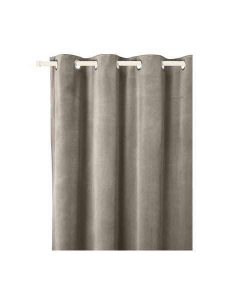 Rideau occultant velours gris clair avec œillets Rush, 2 pièces, 100 % polyester (recyclé), Gris clair, larg. 140 x long. 260 cm