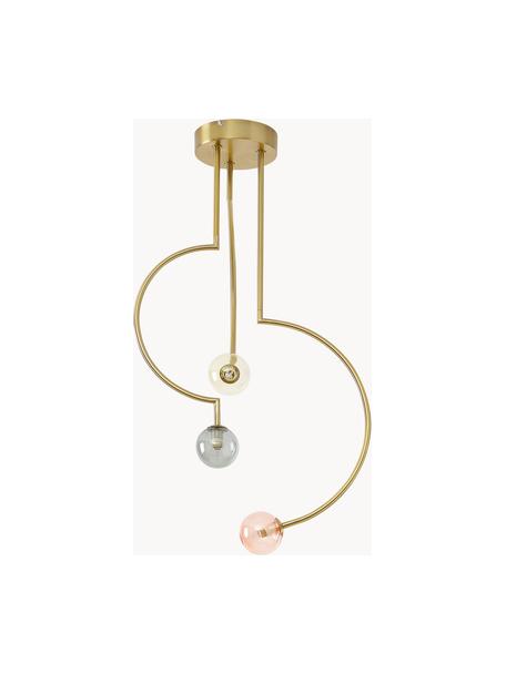 Pendelleuchte Aglaia, Baldachin: Metall, beschichtet, Goldfarben, Rosa, Grau, Ø 45 x H 81 cm