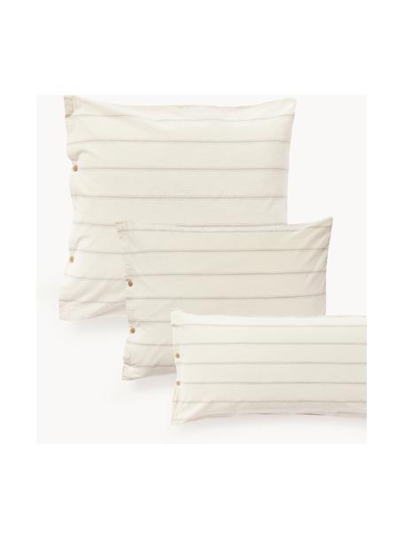 Taie d'oreiller en coton délavé avec rayures Caspian, Beige, blanc cassé, larg. 65 x long. 65 cm