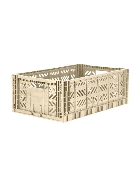 Caja plegable apilable Boulder, grande, Plástico reciclado, Beige, An 60 x Al 22 cm