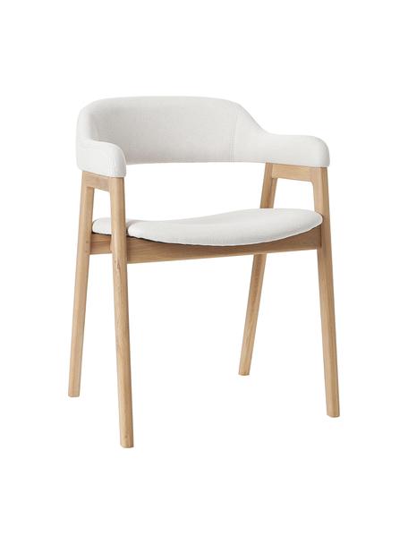 Dřevěná židle s područkami a polstrováním Santiano, Tlumeně bílá, Š 58 cm, H 58 cm