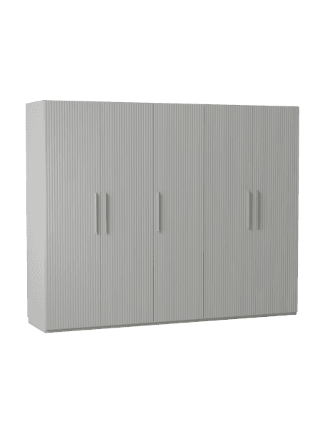 Modulaire draaideurkast Simone, 250 cm breed, meerdere varianten, Hout, grijs, Basis interieur, hoogte 200 cm