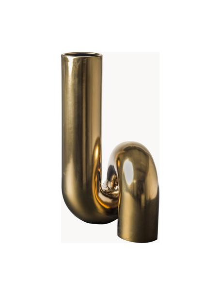 Dizajn váza YourTube, V 37 cm, Keramika, Odtiene zlatej, Ø 20 x V 37 cm