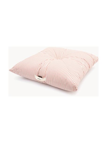 Cuscino da pavimento per esterni con strisce Cozy, Rivestimento: 100% poliacrilico, Rosa chiaro, Larg. 85 x Alt. 24 cm