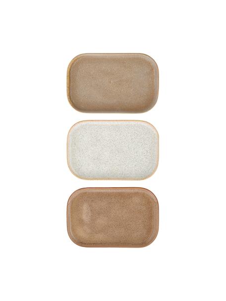 Súprava ručne vyrobených servírovacích tanierov Addison, 3 diely, Kamenina, Béžová, biela, D 23 x Š 15 cm