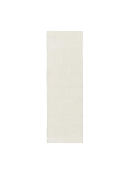 Tapis de couloir à poils ras tissé main Willow, 100 % polyester, certifié GRS, Blanc crème, larg. 80 x long. 250 cm
