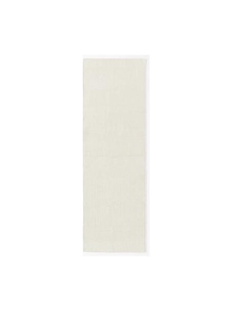 Alfombra corredor artesanal de pelo corto Willow, 100% poliéster con certificado GRS, Blanco crema, An 80 x L 250 cm